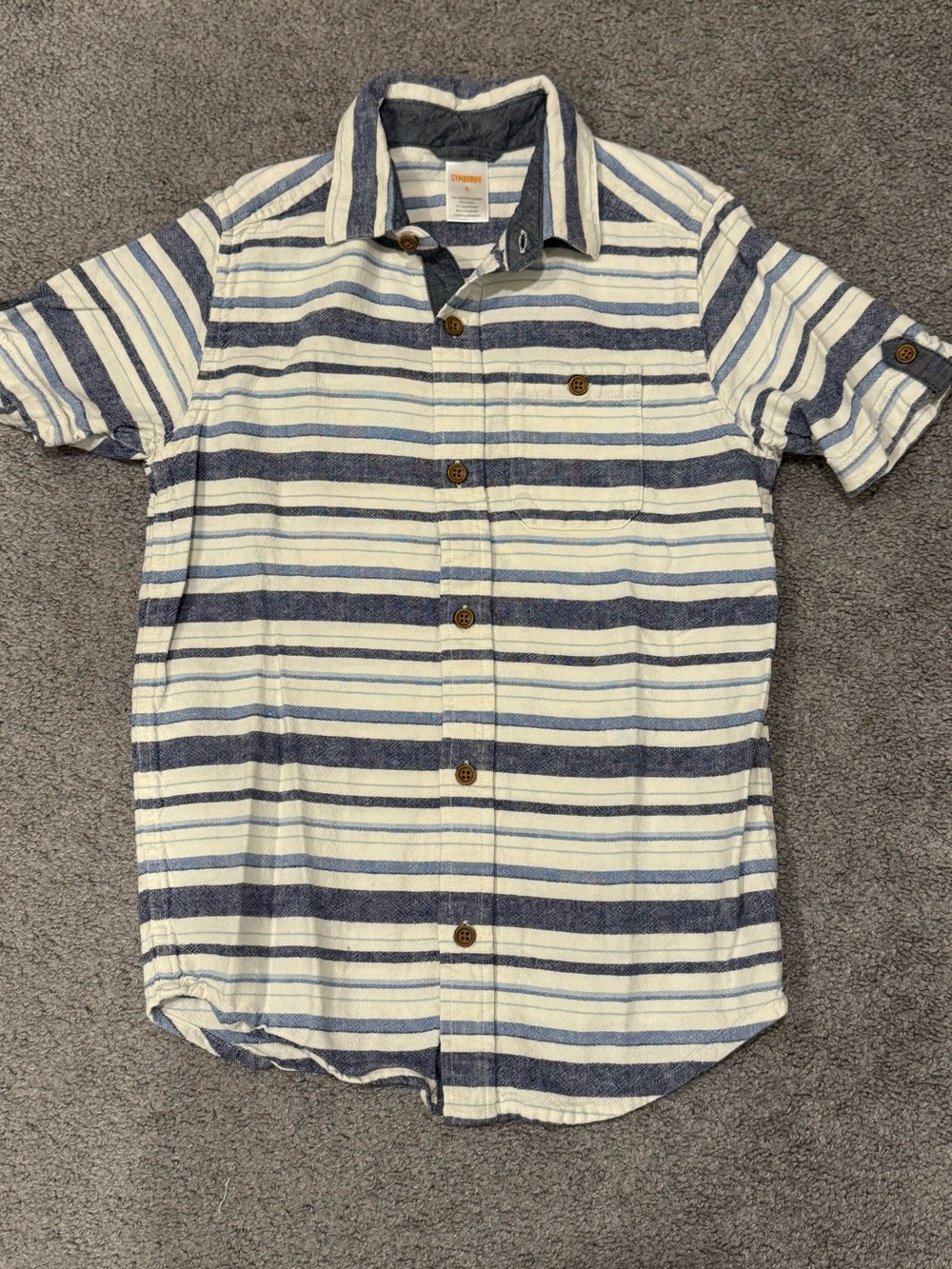 Gymboree Kid’s Short-Sleeve Blue & White Striped Button-Down Shirt